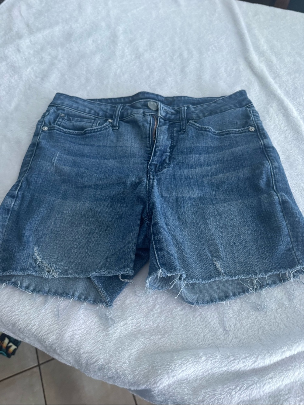 Women's Distressed Blue Denim Cutoff Shorts